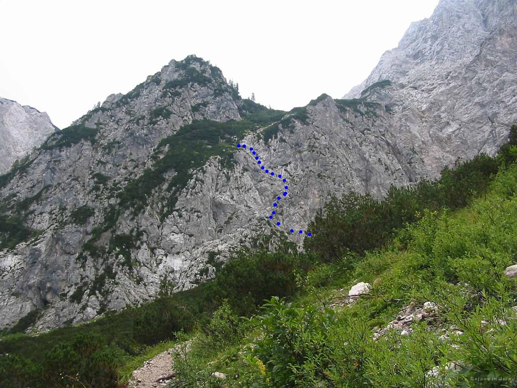 Slika_05.jpg - Približna smer slovenske smeri proti Kranjski koči na Ledinah.