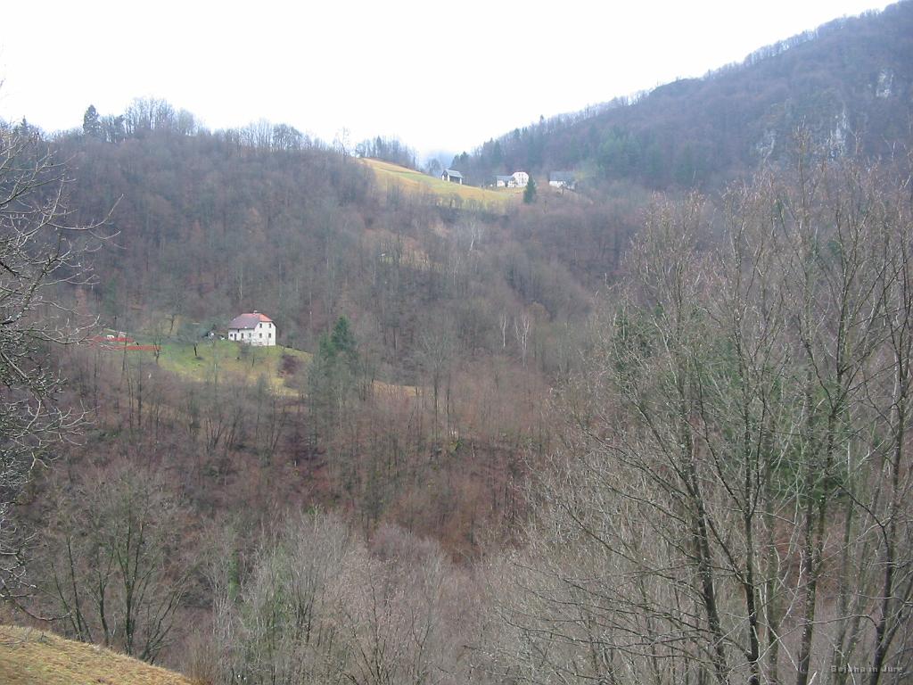 Slika_39.jpg - Zame izredno lep pogled z drugega brega nazaj proti domačijama Log (spodaj) in Kogoj.