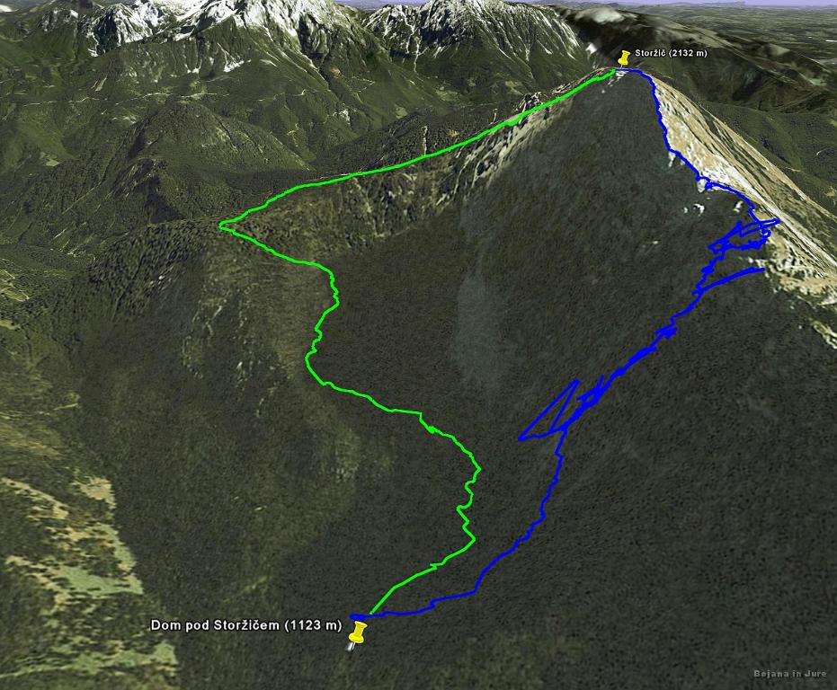 Slika_01.jpg - Izris prehojene poti v Google Earth-u. No, skozi Žrelo se očitno GPS signal zelo težko prebije ali pa je naju iskal :), kajti midva nisva tako blodila kot GPS trdi.