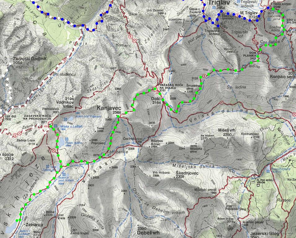 Slika_003.jpg - Drugi dan sva turo pričela ob 6:45 s Kredarice in do Planike hodila slabo uro. S Planike sva pot nadaljevala do koče na Doliču (9:45), kjer sva zopet imela malce bolj obilno malico (sendvič). Ob 10:10 sva jo za kočo ubrala v smeri Kanjavca, kamor sva prispela ob 12:00. Tudi tu sva se kar zadržala in ob 12:25 pričela s sestopom v smeri Hribarc. Do odcepa za Zasavsko kočo na Prehodavcih pri Zelenem jezeru sva rabila uro in pol (14:00). Ker sva bila še zelo zgodnja, sva jo ob 14:30 mahnila do jezera Ledvička in nato nazaj v Zasavsko kočo, kamor sva prispela ob 16:30. Drugi dan je bila tura veliko bolj življenjska, saj sva naredila bolj malo vzpona, čeprav sva hodila 8 ur, na poti pa skoraj 10 ur.