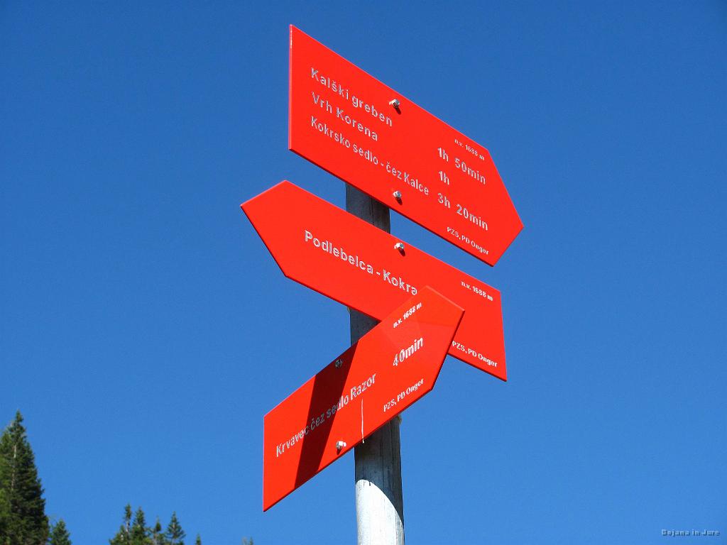 Slika_63.jpg - Mi sledimo spodnji puščici - nazaj na Krvavec čez sedlo Razor.